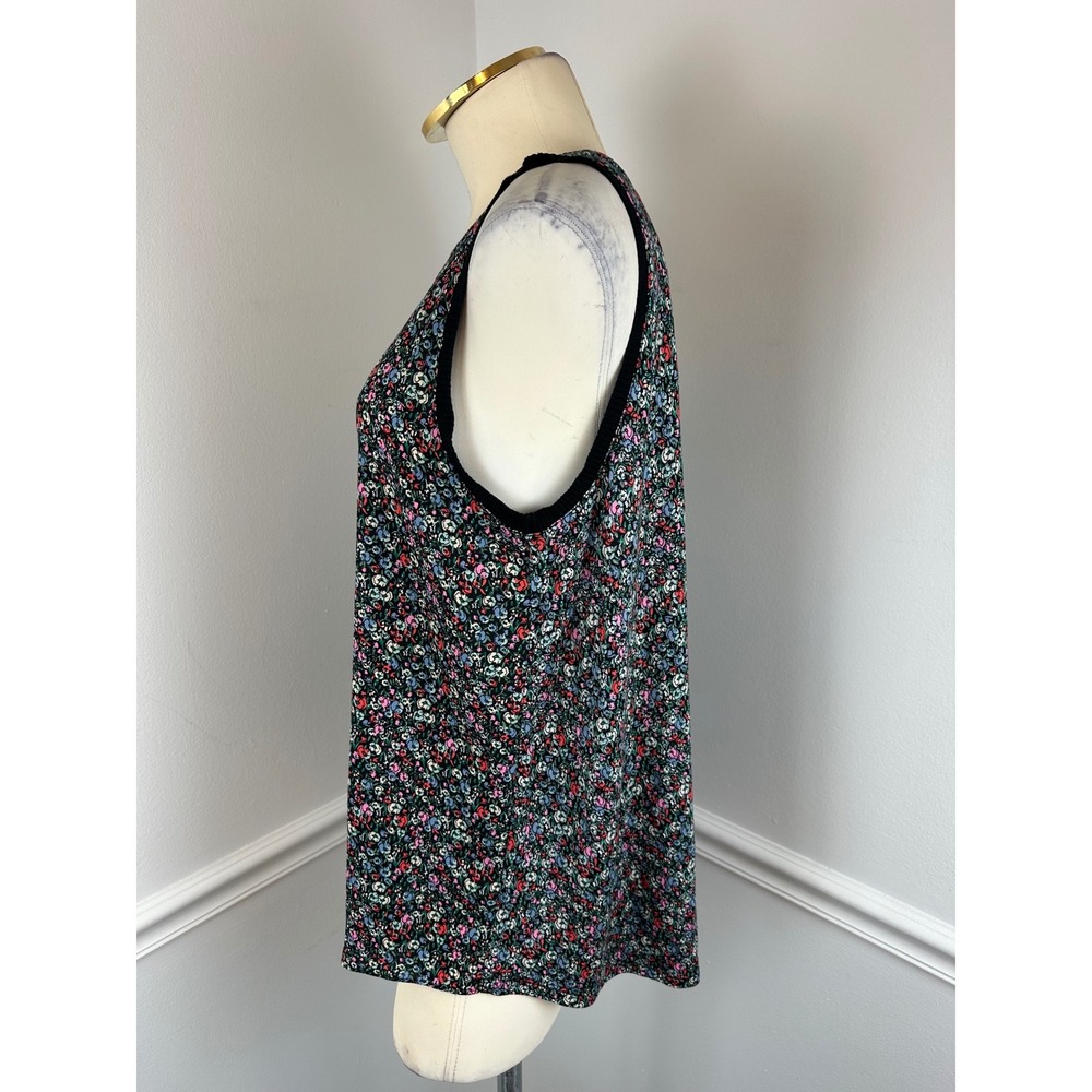 LOFT Sleeveless Black Multicolor Floral Lightweight Tank NWT Medium - Picture 3 of 9